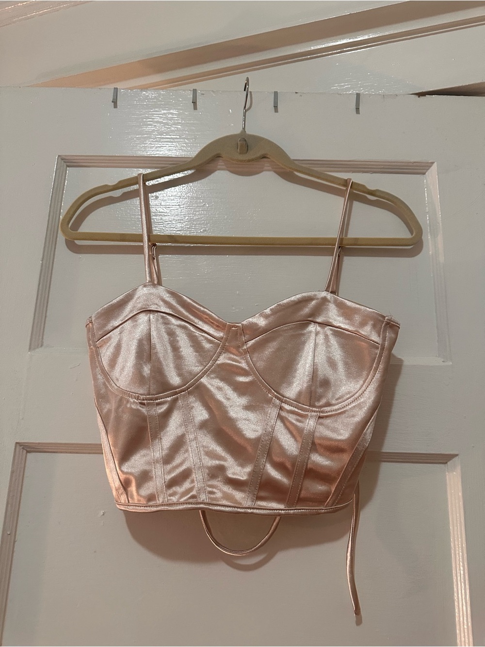 Satin Bustier Crop Top - Light Blush
